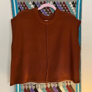 SHEIN brown boxy cap sleeve crop top sweater